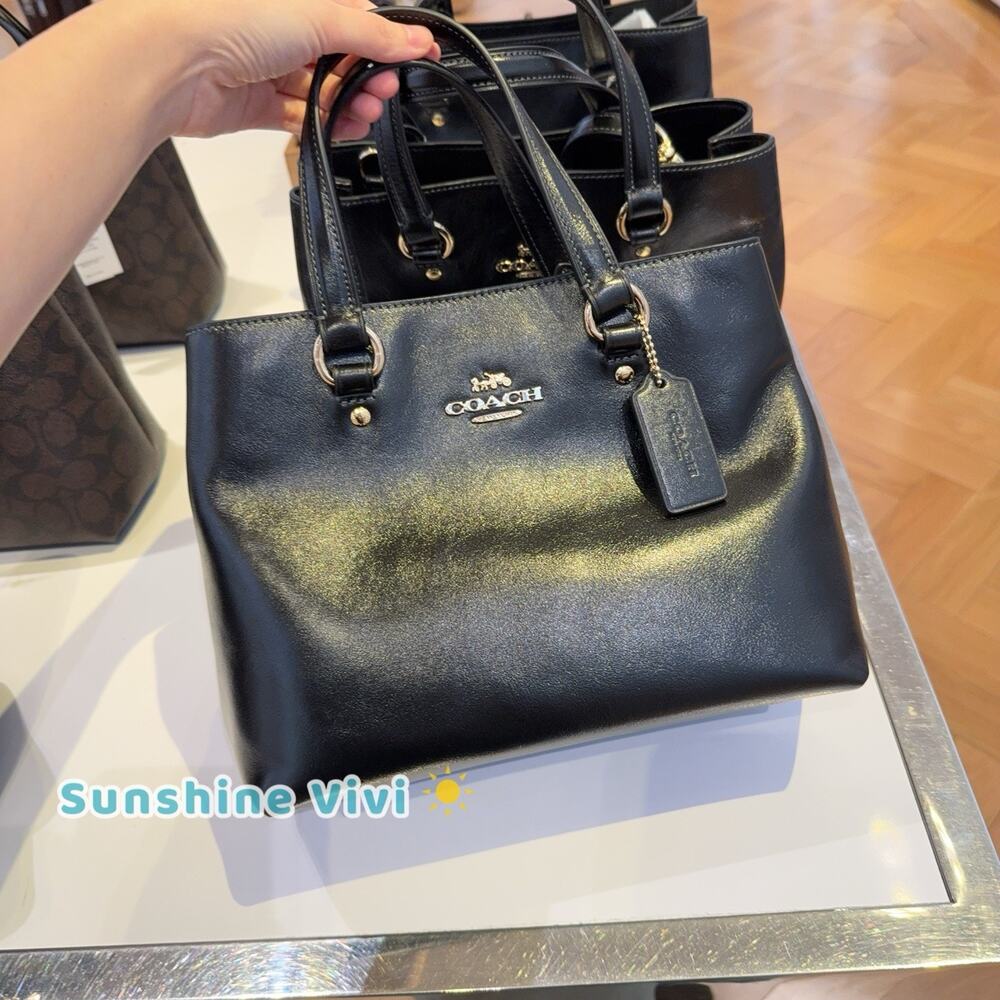 NWT Coach Station Carryall Bag CET29 crinkle leather/black/gold